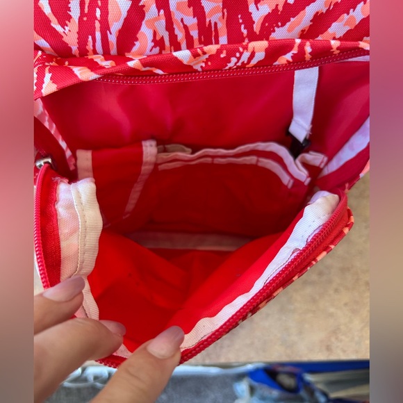 Jansport Backpack in Red, Orange and White Animal like print - Picture 5 of 10